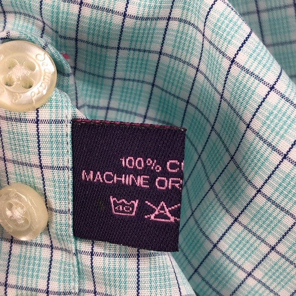 Seaward & Stearn London Men's XL Blue Green Plaid Dress Shirt - Picture 7 of 14